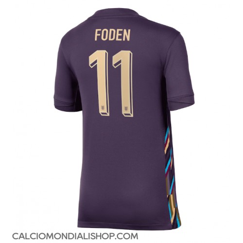 Maglie da calcio Inghilterra Phil Foden #11 Seconda Maglia Femminile Europei 2024 Manica Corta